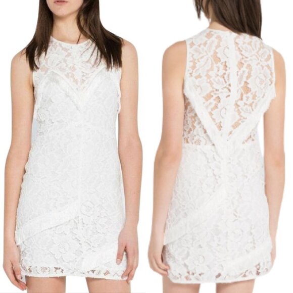 Sandro Paris Riva Fringe Trim Lace Mini Dress - Picture 1 of 9